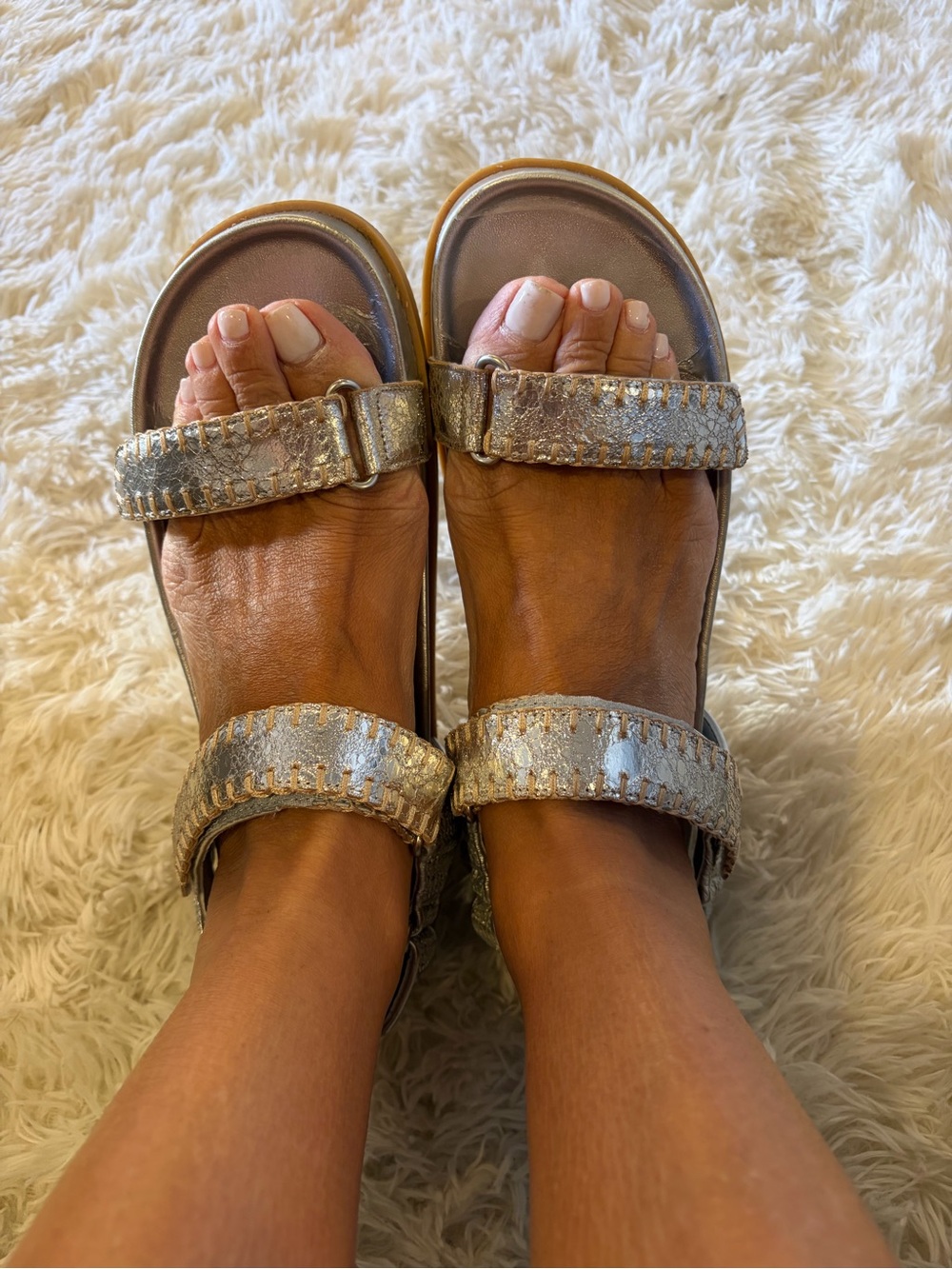 Dolce Vita Silver Metallic Double-Strap Sandals